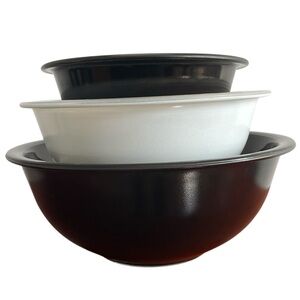 Pyrex Retro MOD Black & White Nesting Mixing Bowls Corning Glass